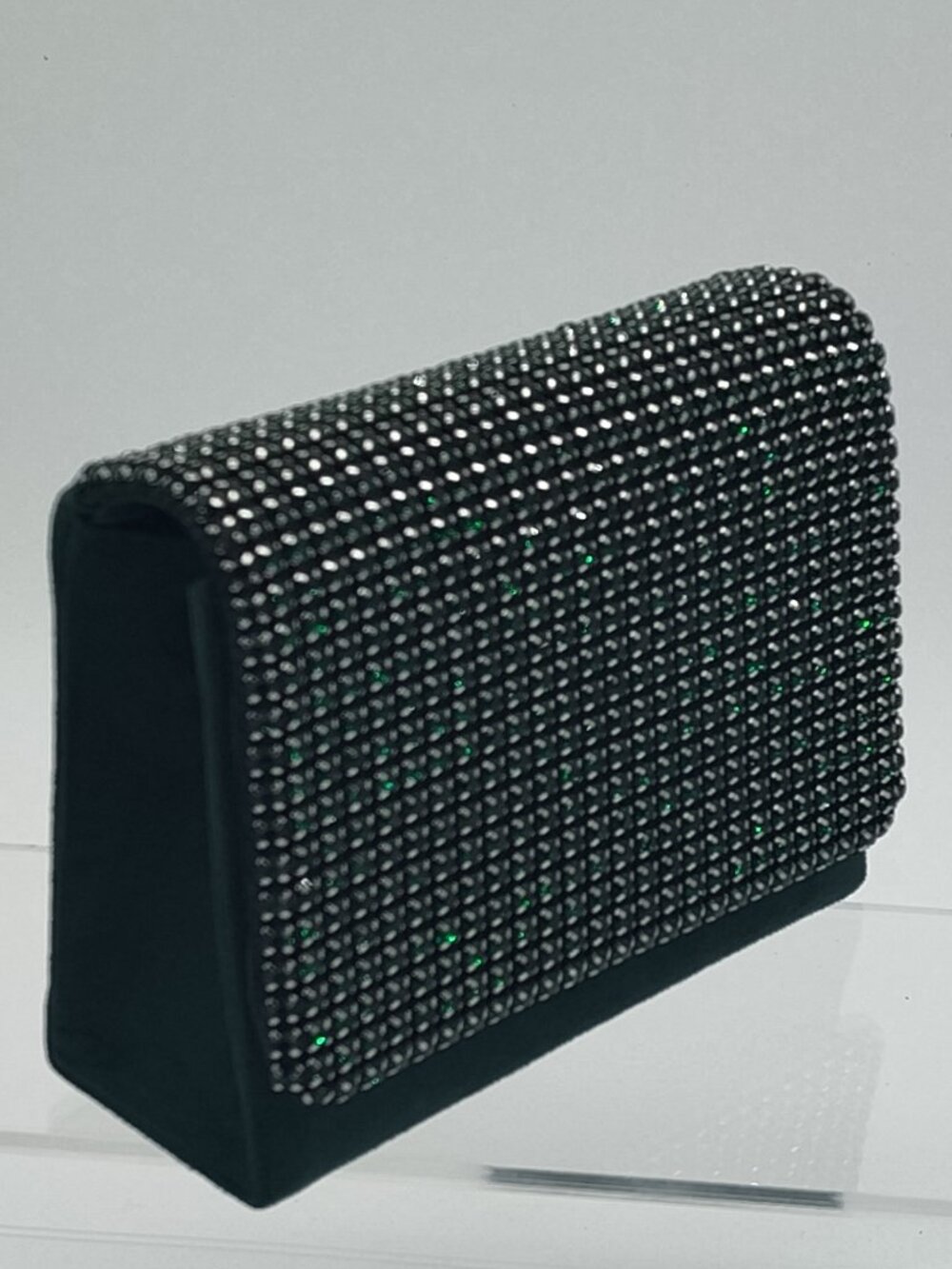 NWT Enchanted Emerald Rhinestone Oversized Clutch / Crossbody